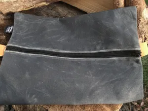 Handmade Waxed Canvas Zippered Flat Pouch Bushcraft Survival Camping Grooming (Various Colors)