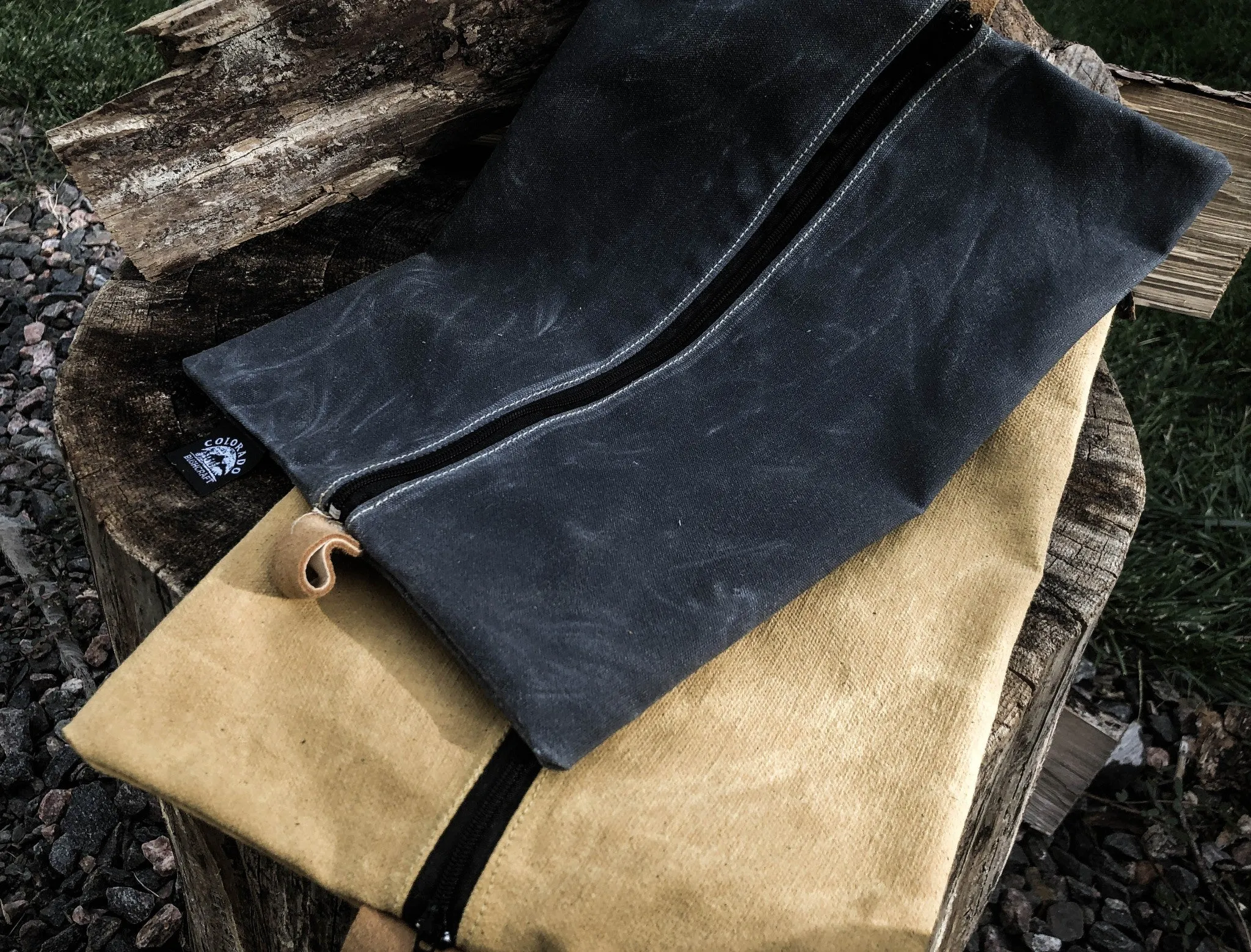 Handmade Waxed Canvas Zippered Flat Pouch Bushcraft Survival Camping Grooming (Various Colors)