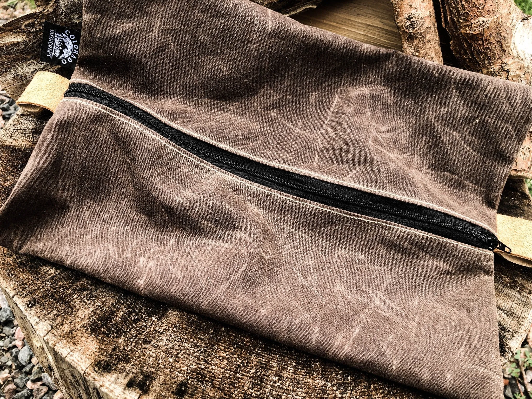 Handmade Waxed Canvas Zippered Flat Pouch Bushcraft Survival Camping Grooming (Various Colors)