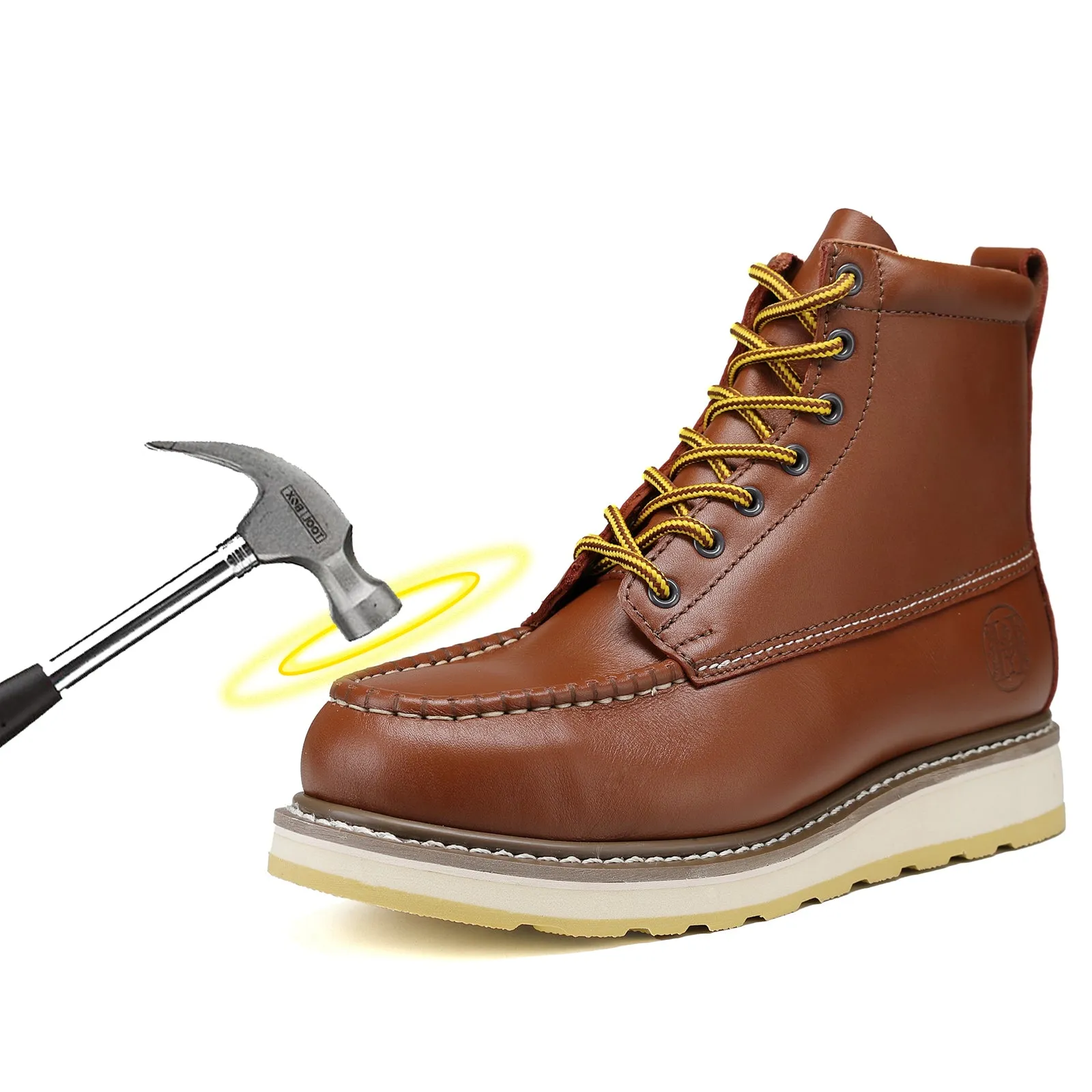 HANDPOINT 84992 Men's 6" Leather Slip Resistant Durability Steel Toe Work Boots