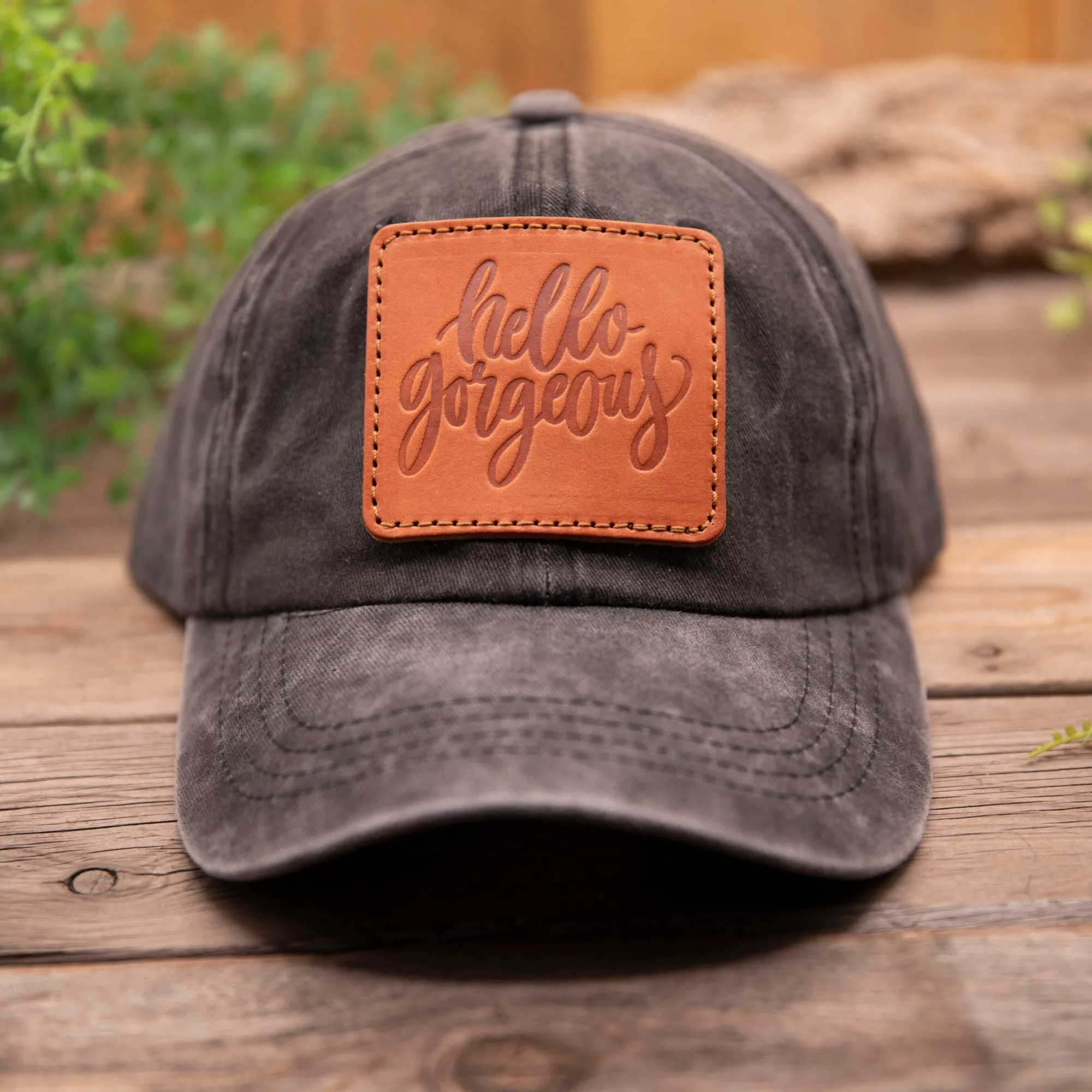 Hello Gorgeous Leather Patch Hat