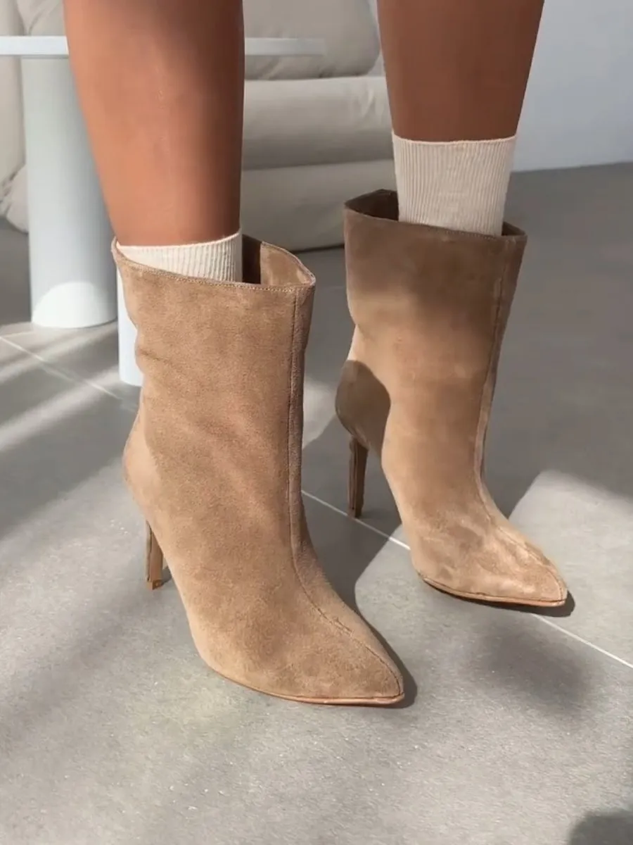 High Heel Pointed Toe Stiletto Boots for Women Short Boots