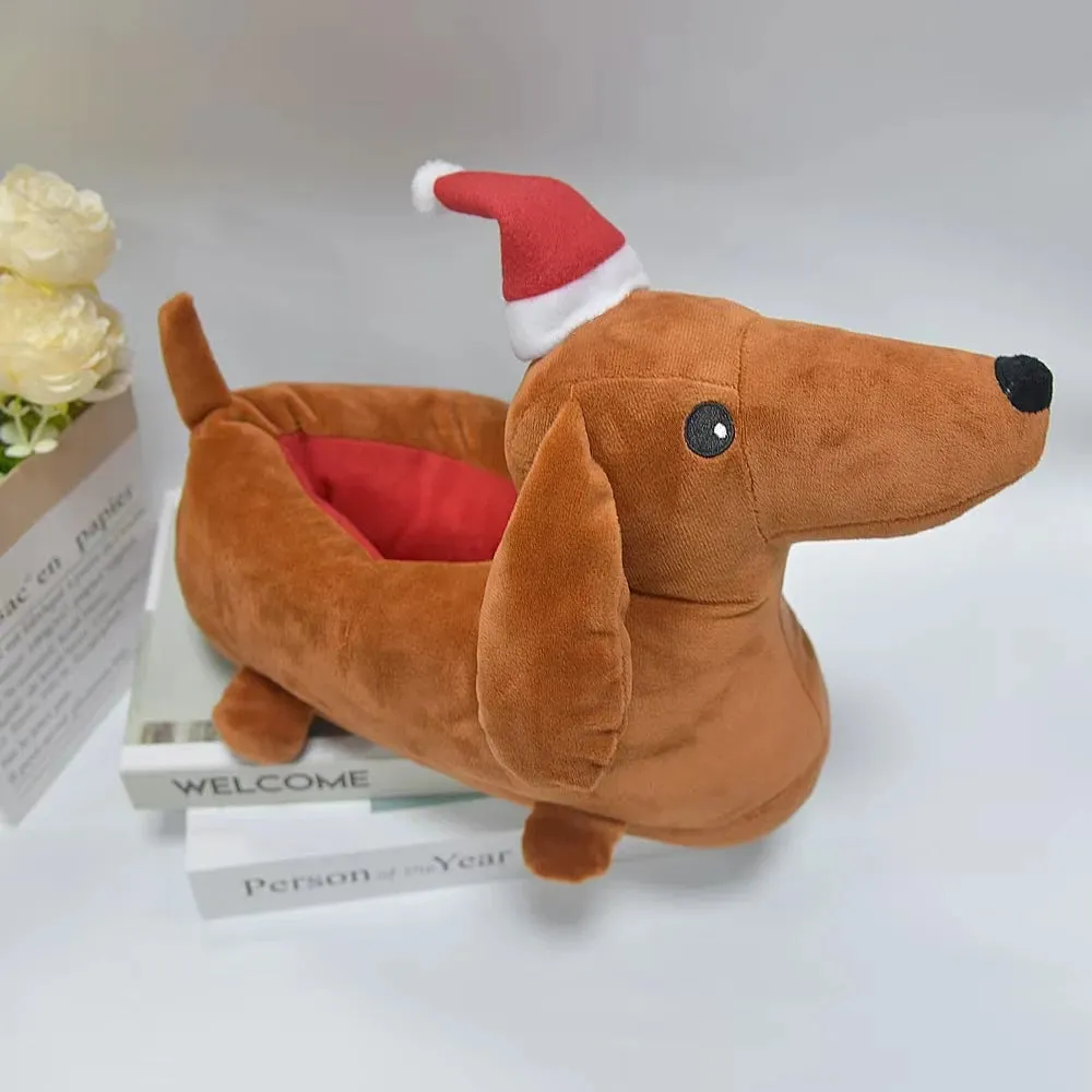 Highland Cow 2024 Hot Dachshund Slippers Cotton Dog Slippers for Men Women Dachshund Shoes Christmas Warm Indoor House Shoe