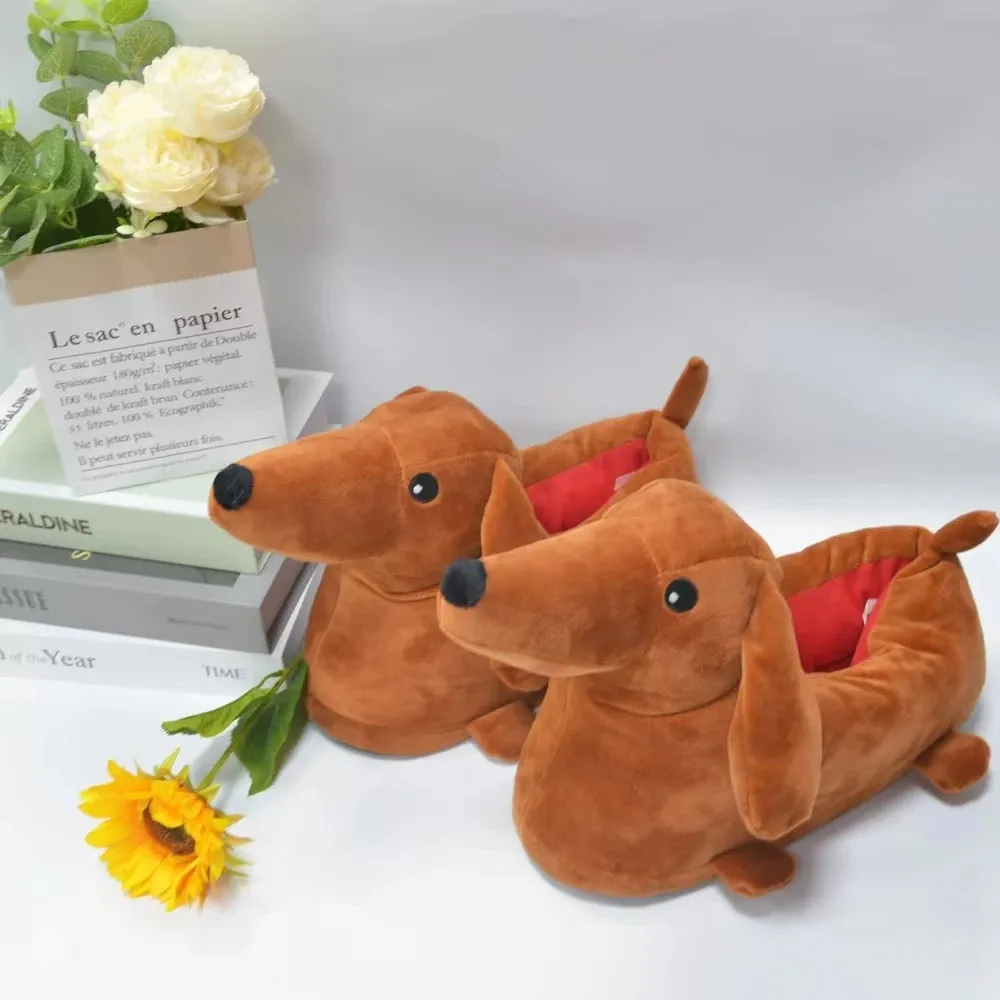 Highland Cow 2024 Hot Dachshund Slippers Cotton Dog Slippers for Men Women Dachshund Shoes Christmas Warm Indoor House Shoe