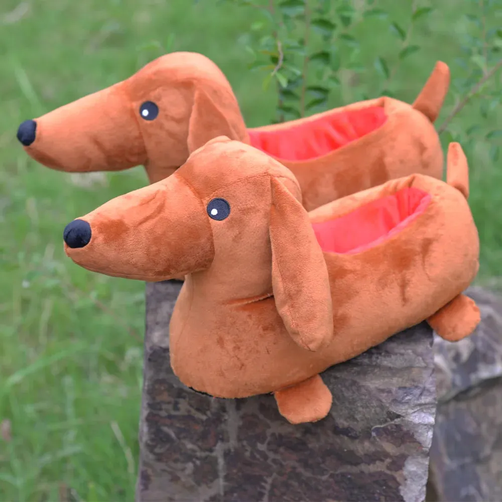 Highland Cow 2024 Hot Dachshund Slippers Cotton Dog Slippers for Men Women Dachshund Shoes Christmas Warm Indoor House Shoe