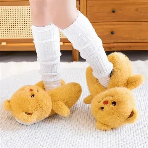 Honey Hug Butter Bear Plush Slippers