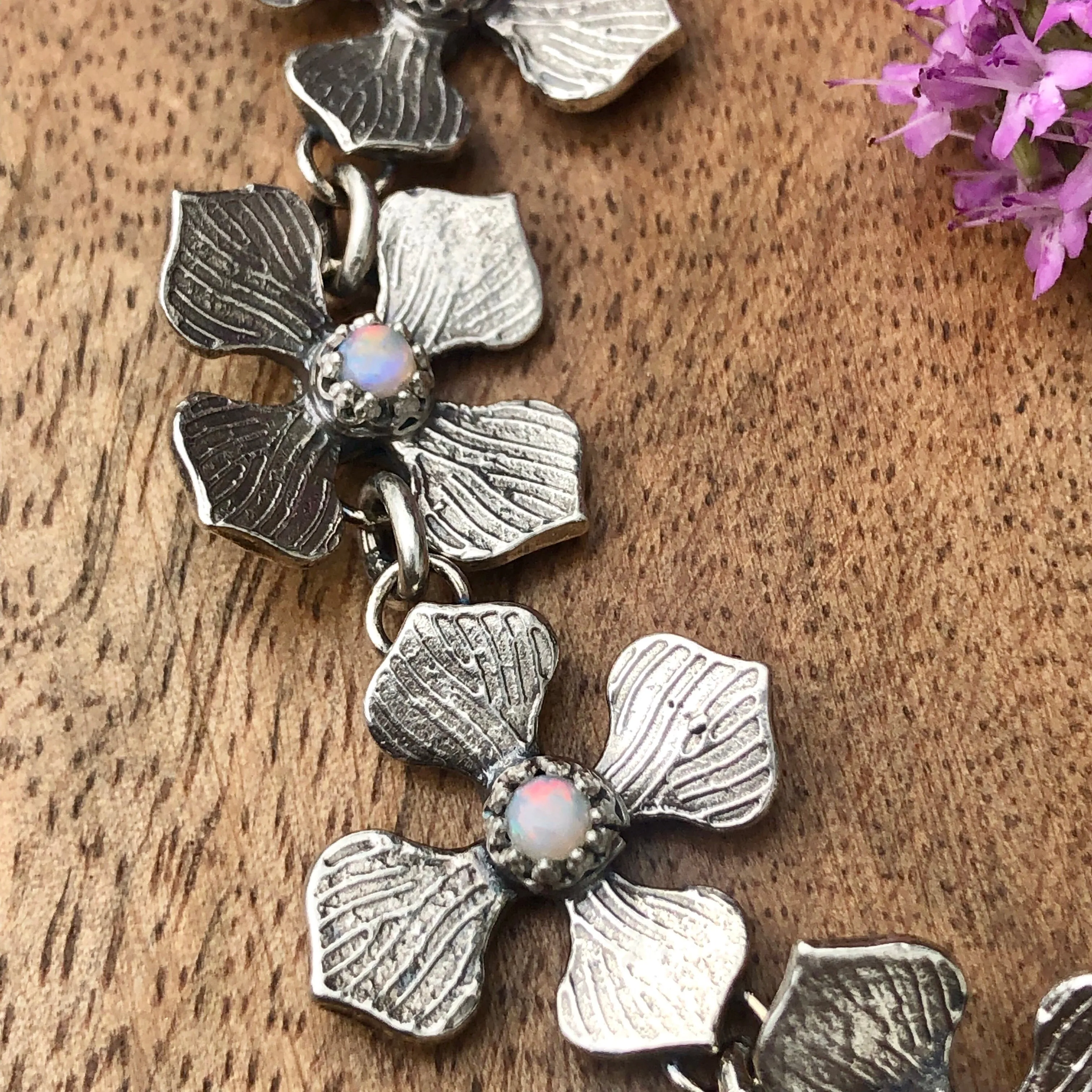 Hydrangea Petal Sapphire and Opal Bracelet