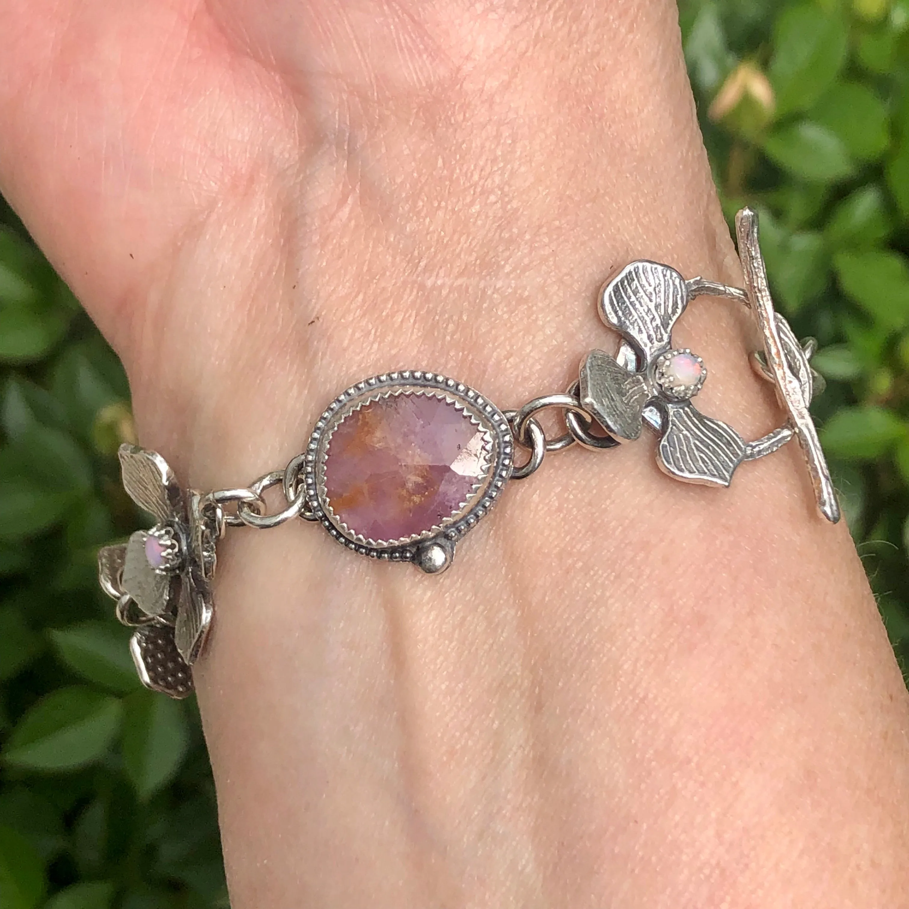 Hydrangea Petal Sapphire and Opal Bracelet