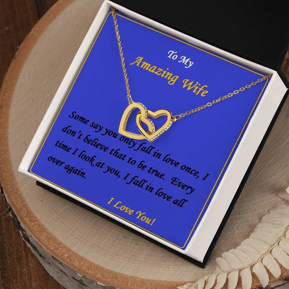 Interlocking Hearts Necklace,  For Girlfriend | For Wife, For Christmas, Birthday, Valentine's Day, Anniversary, Custom Message Card