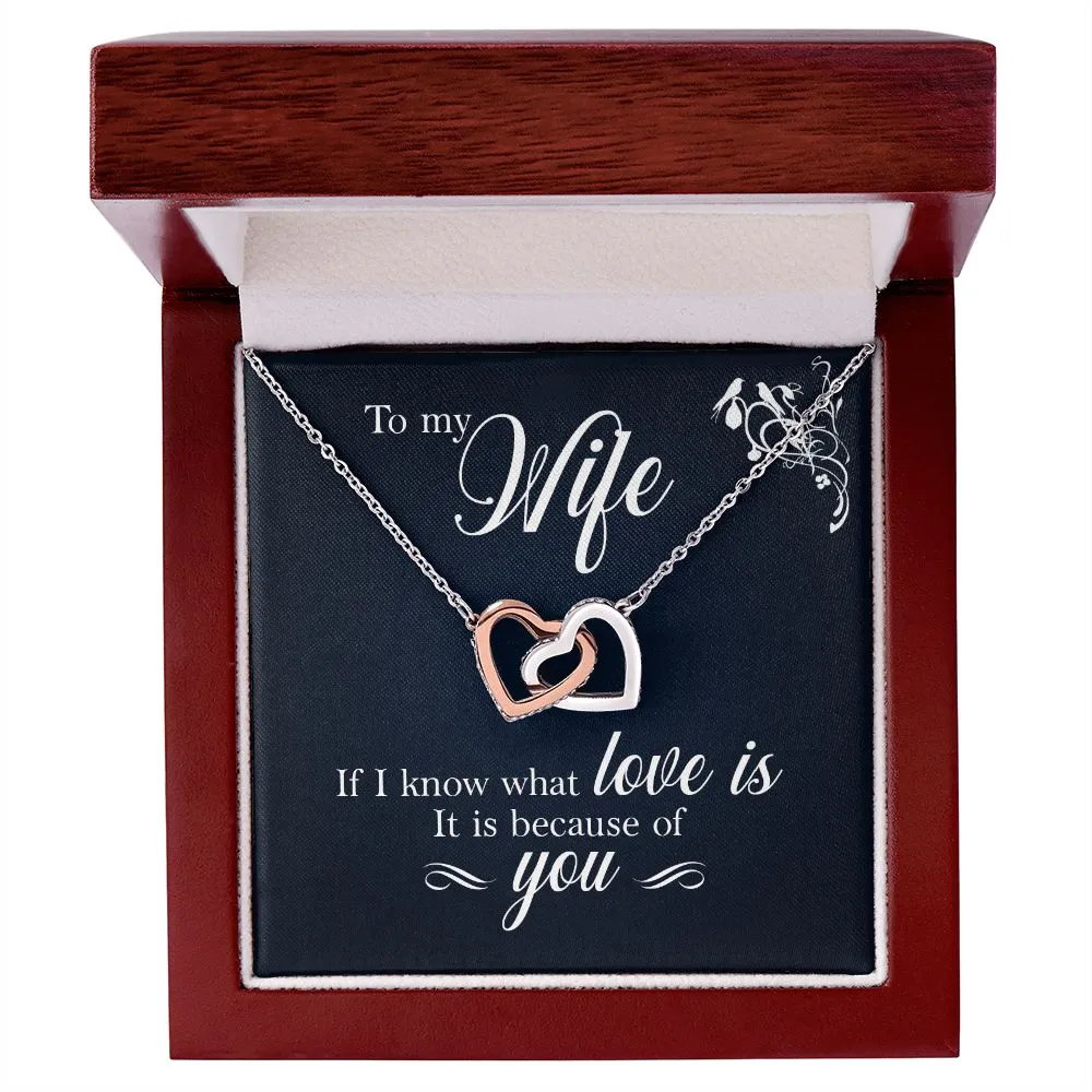 Interlocking Hearts Necklace, For Girlfriend, Wife, Christmas, Birthday, Valentine's Day, Anniversary, Custom Message Card