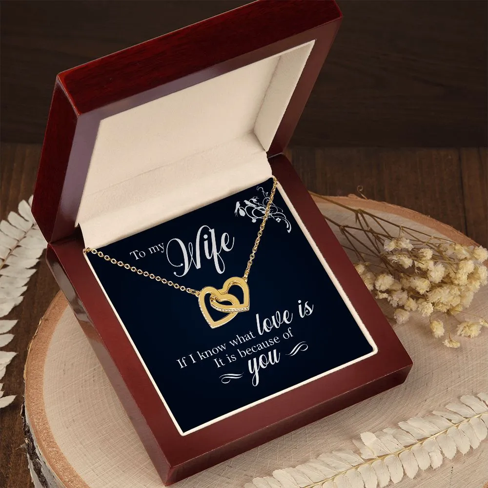 Interlocking Hearts Necklace, For Girlfriend, Wife, Christmas, Birthday, Valentine's Day, Anniversary, Custom Message Card