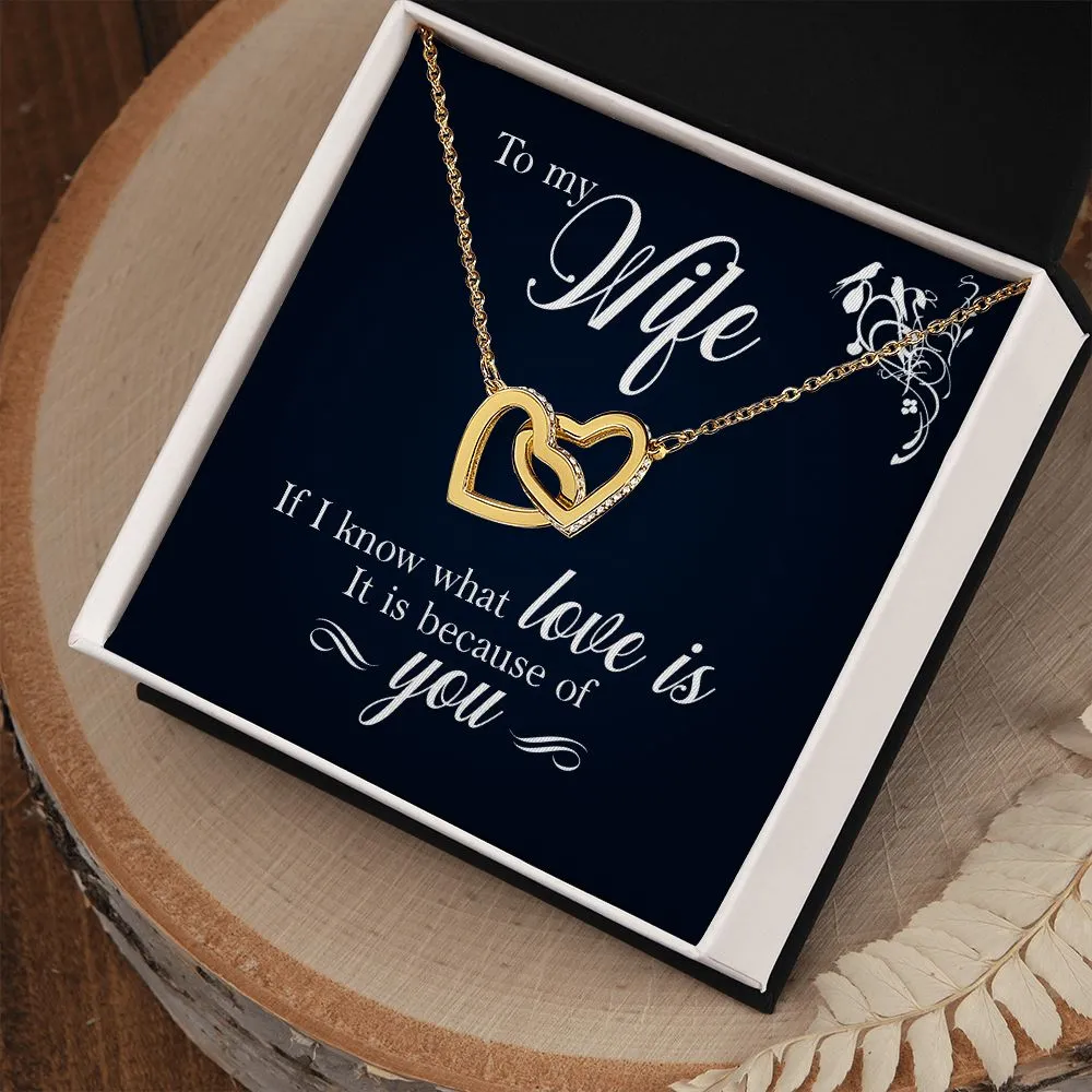 Interlocking Hearts Necklace, For Girlfriend, Wife, Christmas, Birthday, Valentine's Day, Anniversary, Custom Message Card