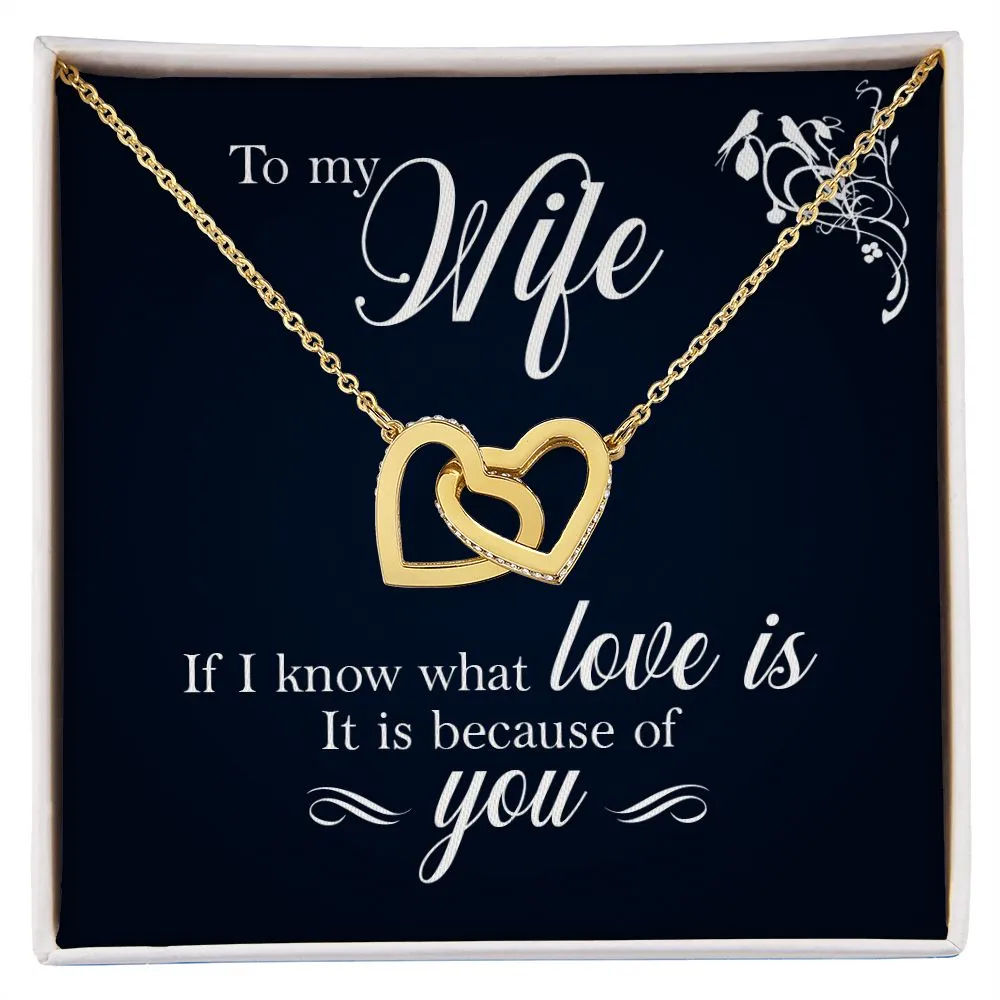 Interlocking Hearts Necklace, For Girlfriend, Wife, Christmas, Birthday, Valentine's Day, Anniversary, Custom Message Card
