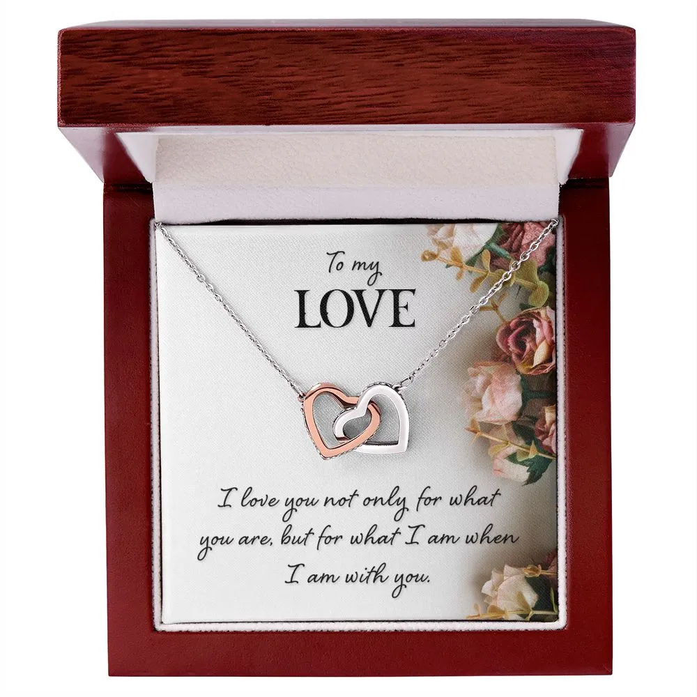 Interlocking Hearts Necklace, For Her, Custom Message Card