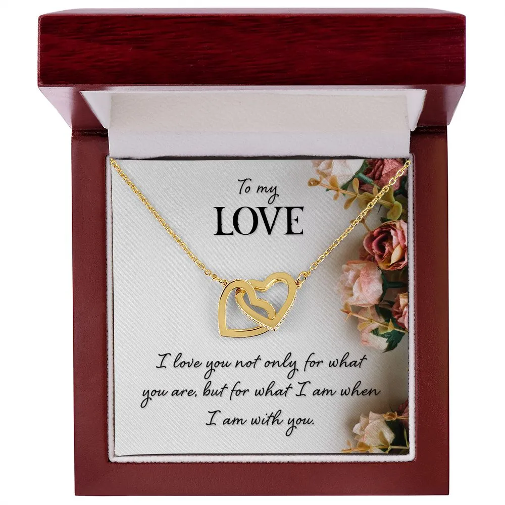 Interlocking Hearts Necklace, For Her, Custom Message Card