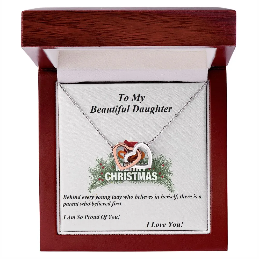 Interlocking Hearts Necklace,  For Her, Daughter, for Christmas, with Custom Message Card
