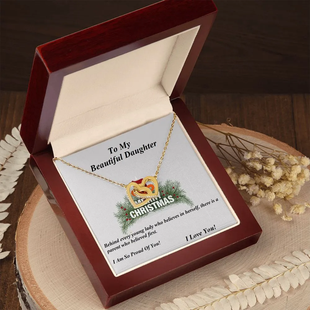 Interlocking Hearts Necklace,  For Her, Daughter, for Christmas, with Custom Message Card