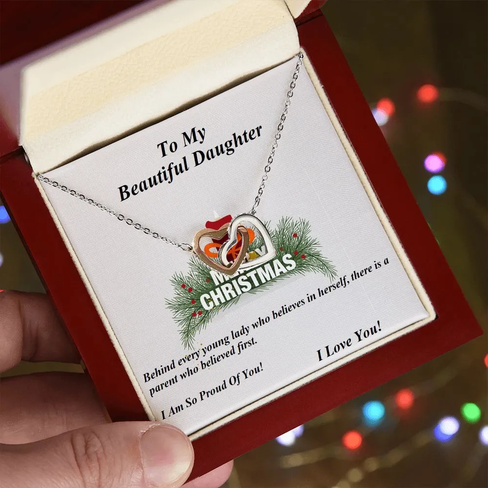 Interlocking Hearts Necklace,  For Her, Daughter, for Christmas, with Custom Message Card