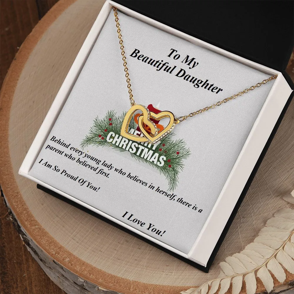 Interlocking Hearts Necklace,  For Her, Daughter, for Christmas, with Custom Message Card