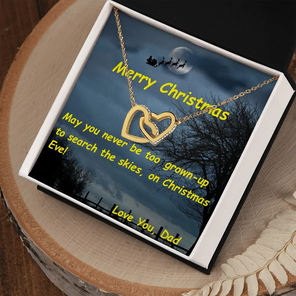Interlocking Hearts Necklace, For Her, for Christmas, Anniversary, with Custom Message Card
