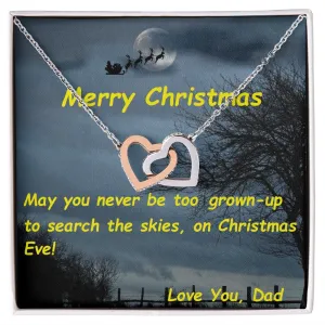 Interlocking Hearts Necklace, For Her, for Christmas, Anniversary, with Custom Message Card