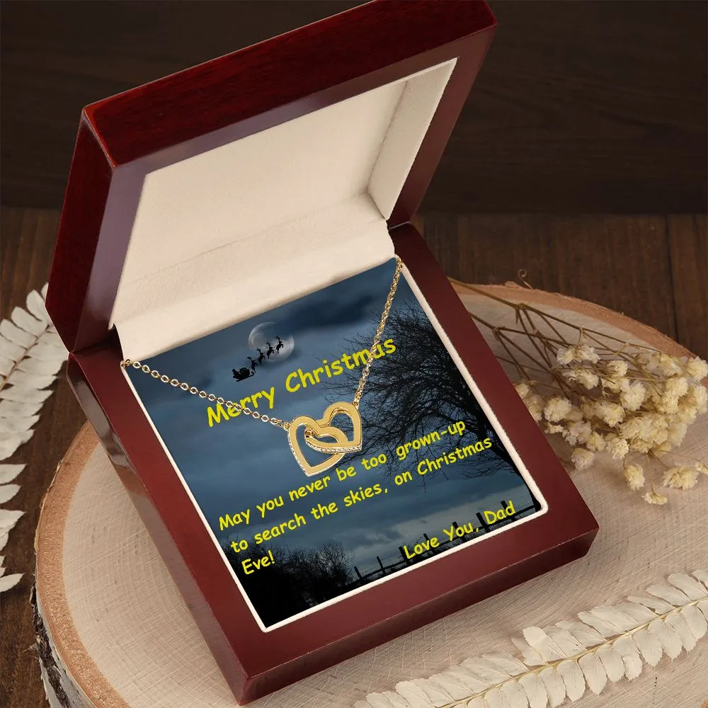 Interlocking Hearts Necklace, For Her, for Christmas, Anniversary, with Custom Message Card