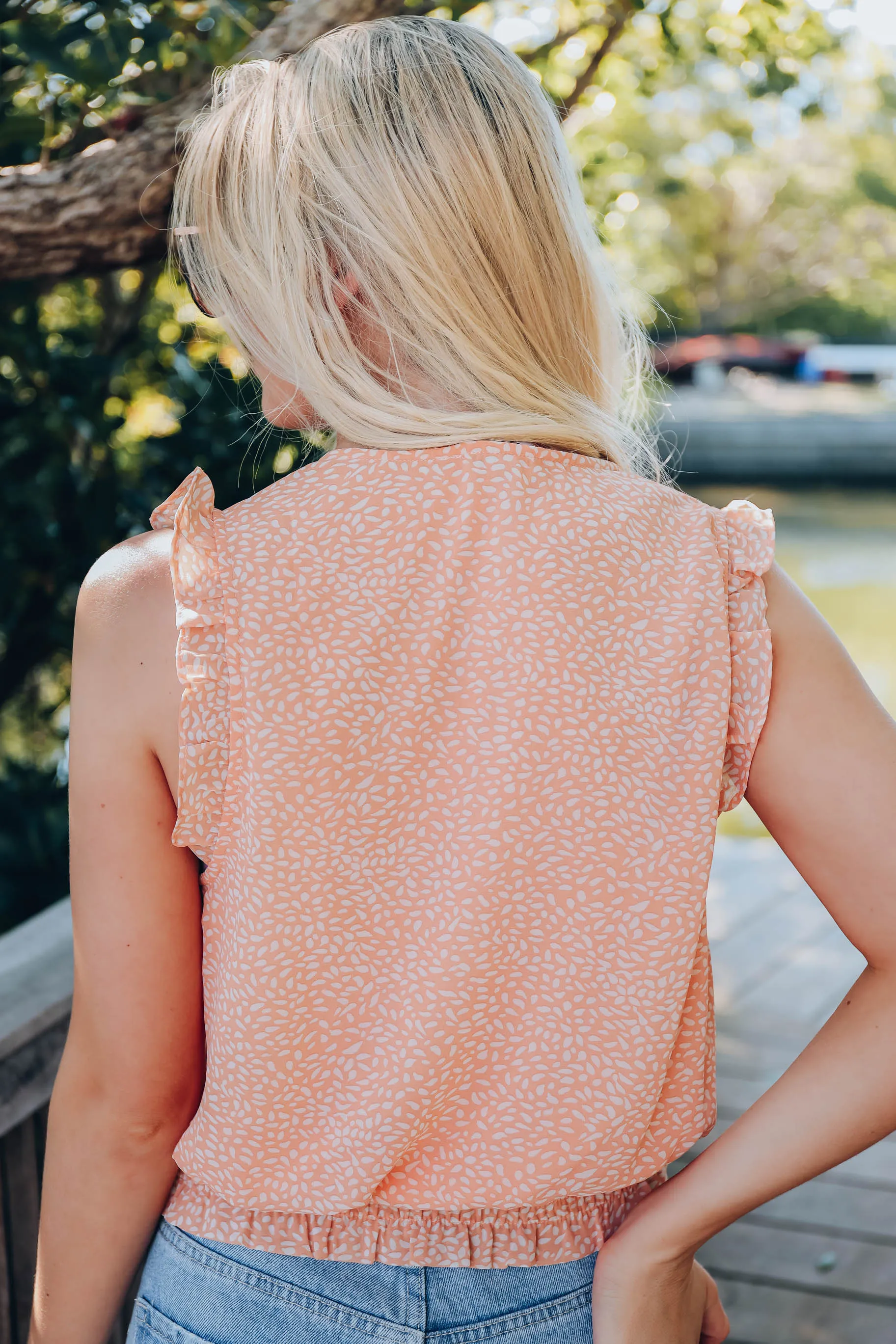Jayda Sleeveless Chiffon Top - Salmon