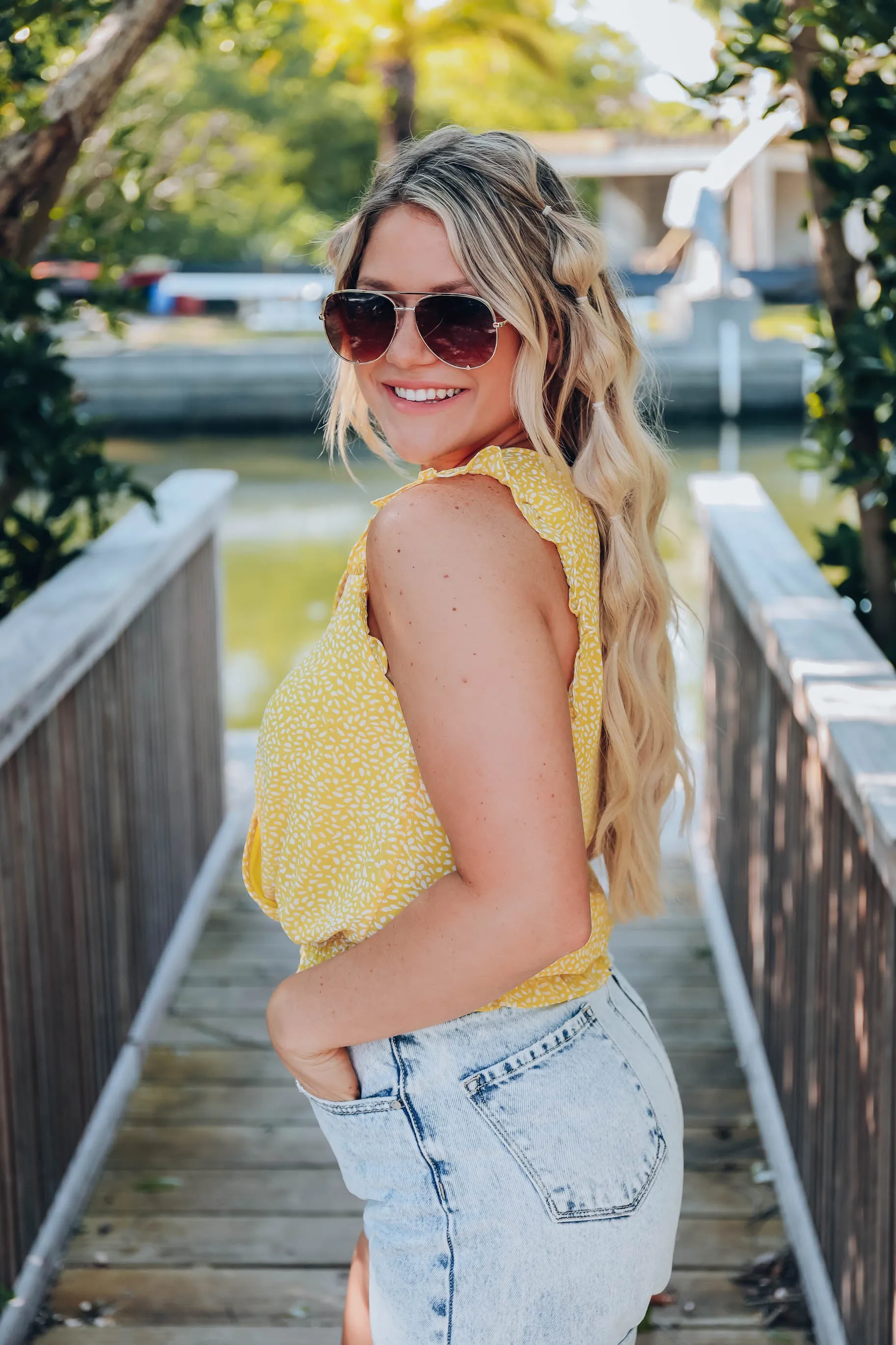 Jayda Sleeveless Chiffon Top - Yellow