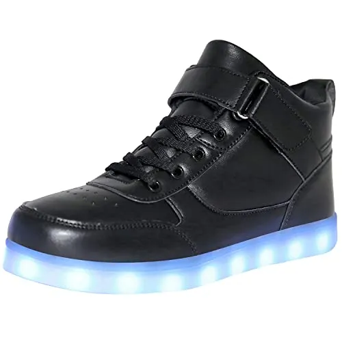JEVRITE Unisex LED Light Up High Top Sneakers - USB Charging for Women & Men - Couples Shoes