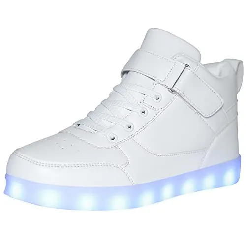 JEVRITE Unisex LED Light Up High Top Sneakers - USB Charging for Women & Men - Couples Shoes