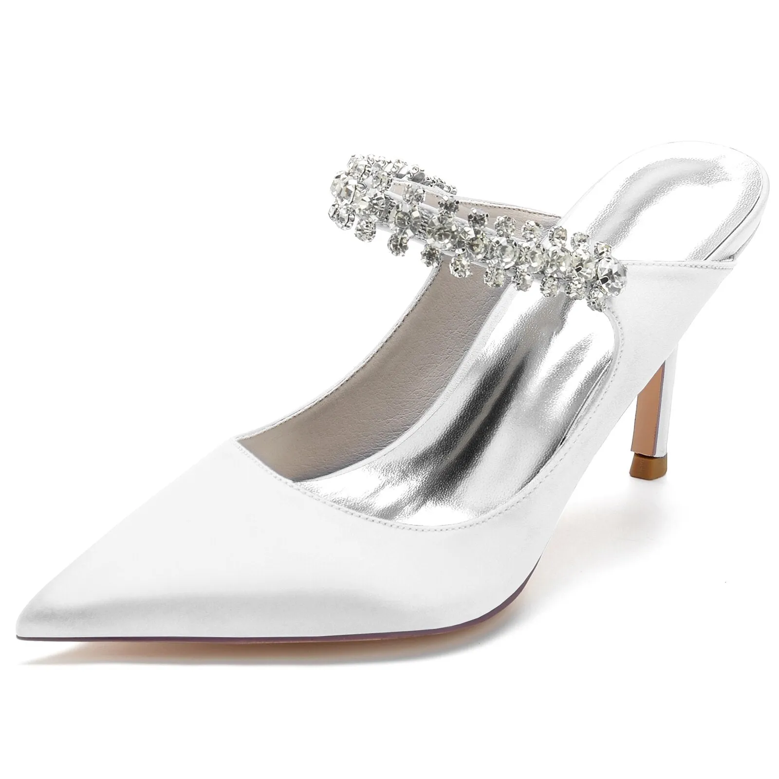 Lady Mules Bridal Wedding Party Satin Slippers Shoes