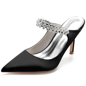 Lady Mules Bridal Wedding Party Satin Slippers Shoes
