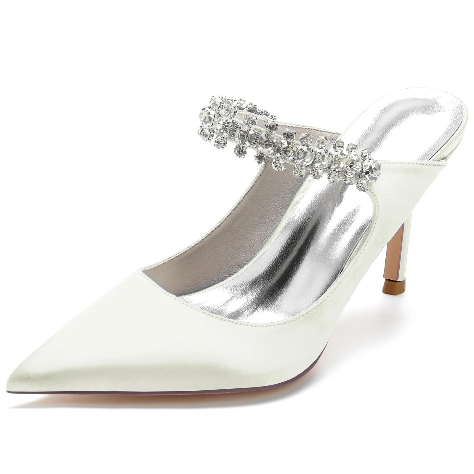 Lady Mules Bridal Wedding Party Satin Slippers Shoes