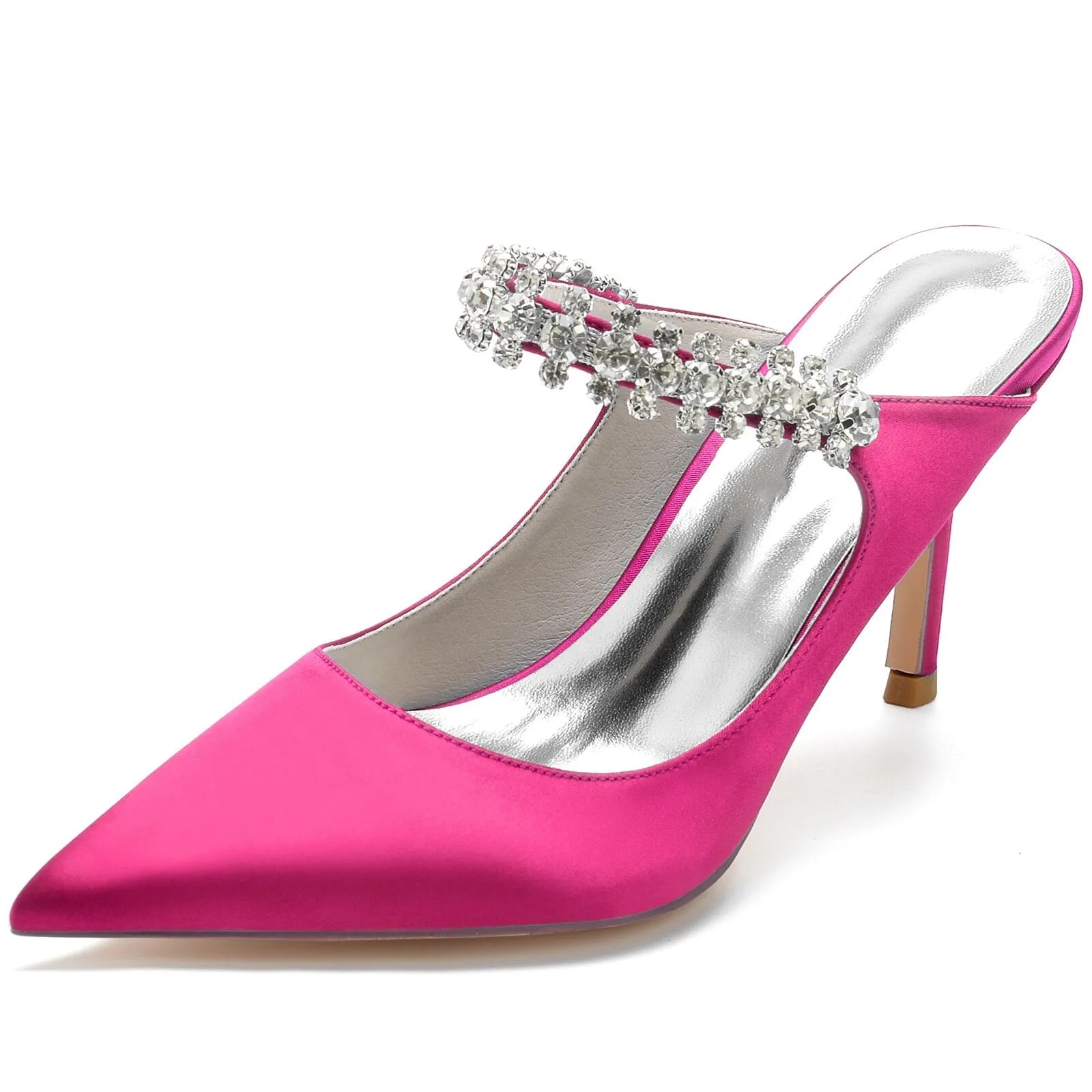 Lady Mules Bridal Wedding Party Satin Slippers Shoes
