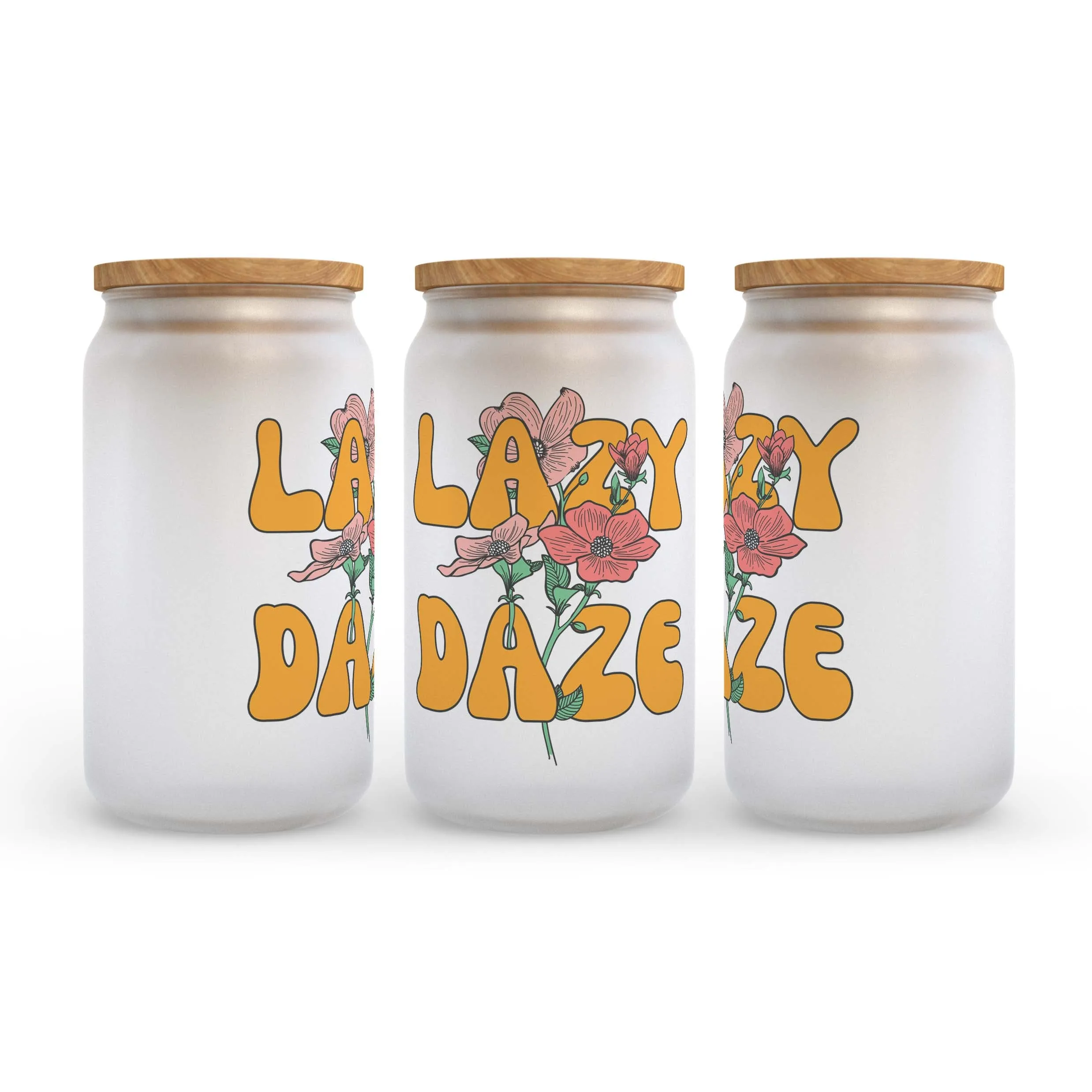 Lazy Daze Frosted Glass Can Tumbler