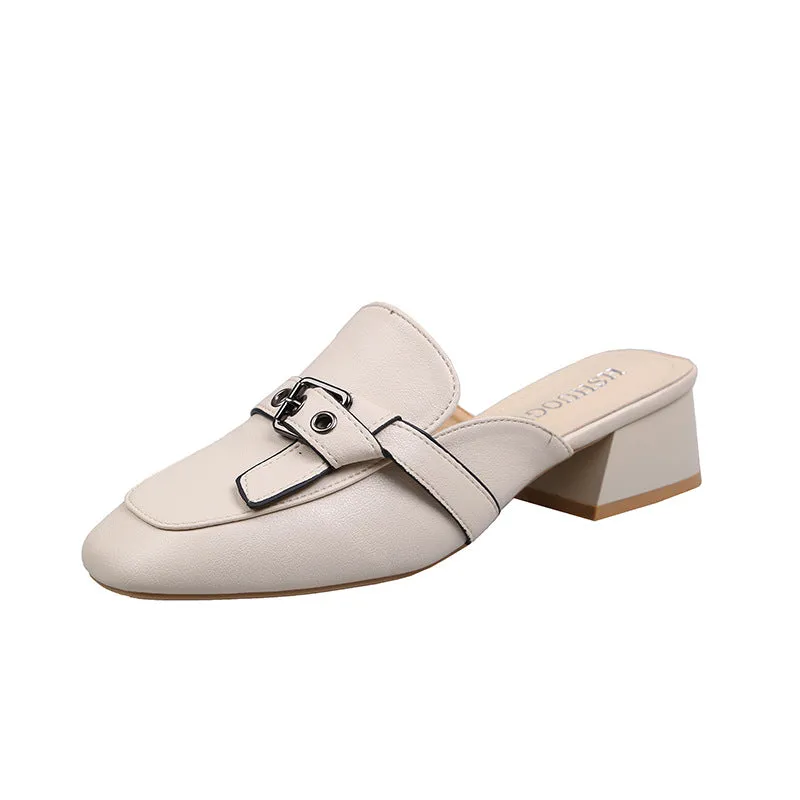 Lazy Women's Shoes Baotou Half Slippers With A Pedal