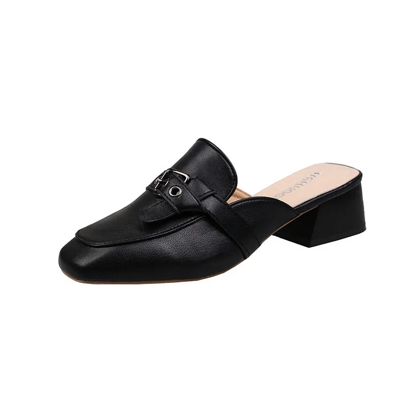 Lazy Women's Shoes Baotou Half Slippers With A Pedal