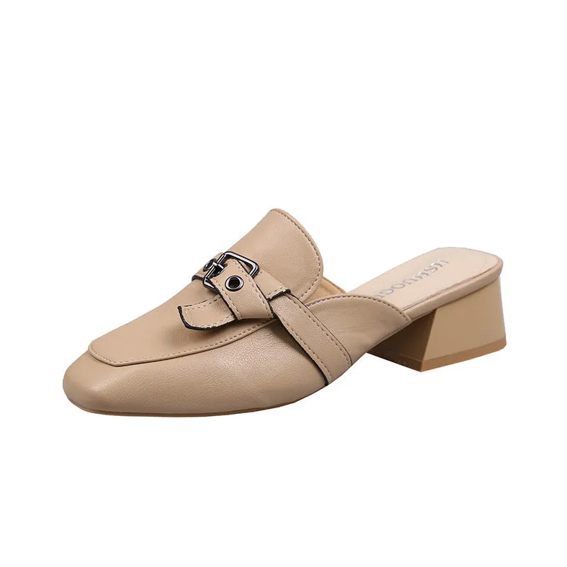 Lazy Women's Shoes Baotou Half Slippers With A Pedal