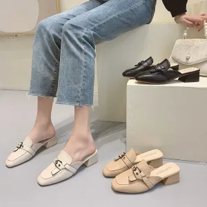 Lazy Women's Shoes Baotou Half Slippers With A Pedal