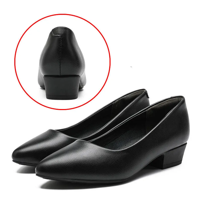 Leather Work Shoes Women Black  