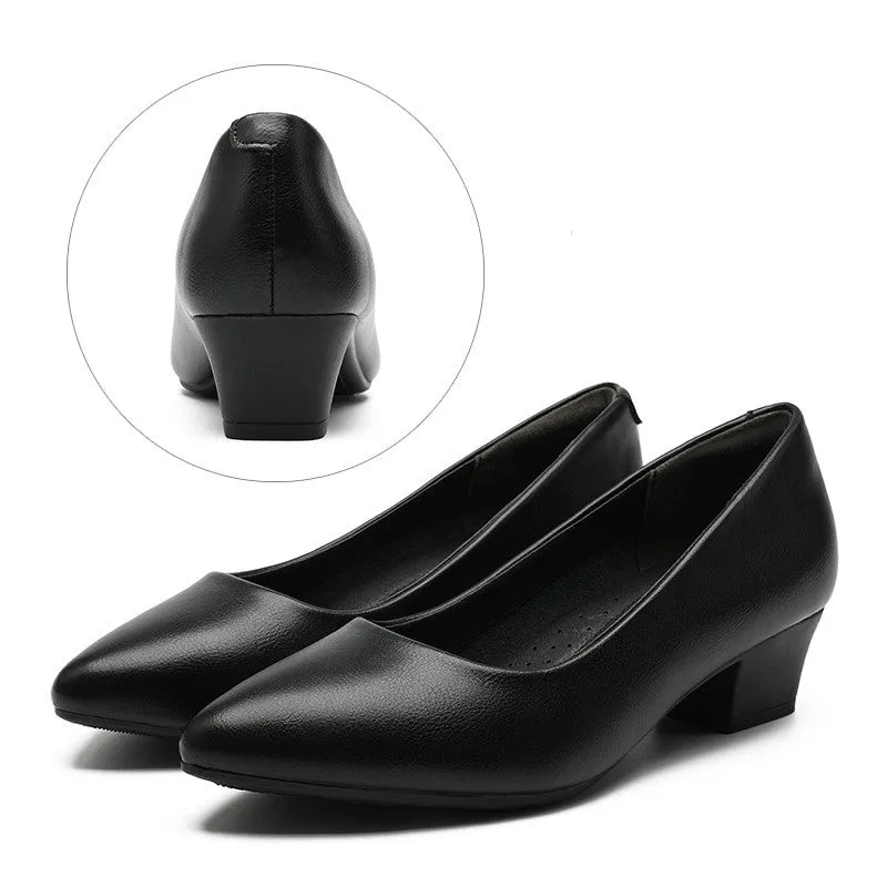 Leather Work Shoes Women Black  