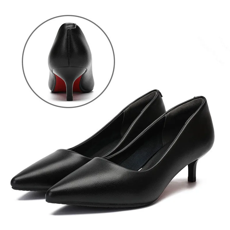 Leather Work Shoes Women Black  