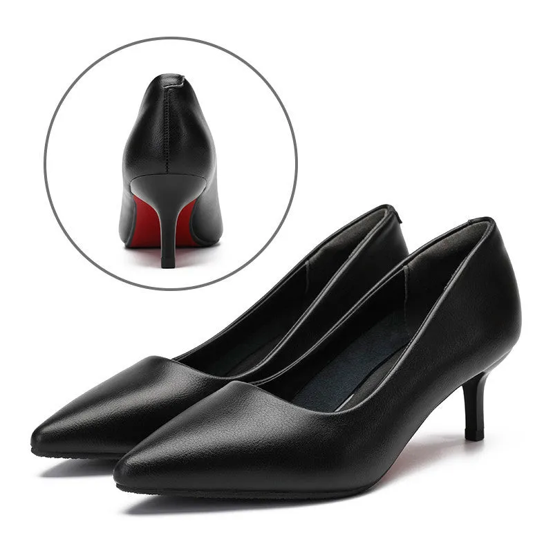Leather Work Shoes Women Black  