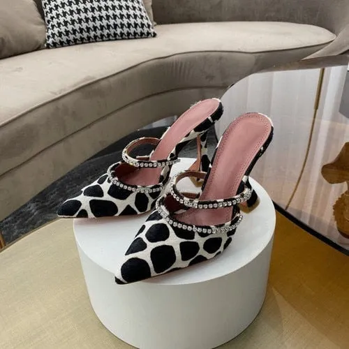 Leopard Print Baotou Half Drag Sandals