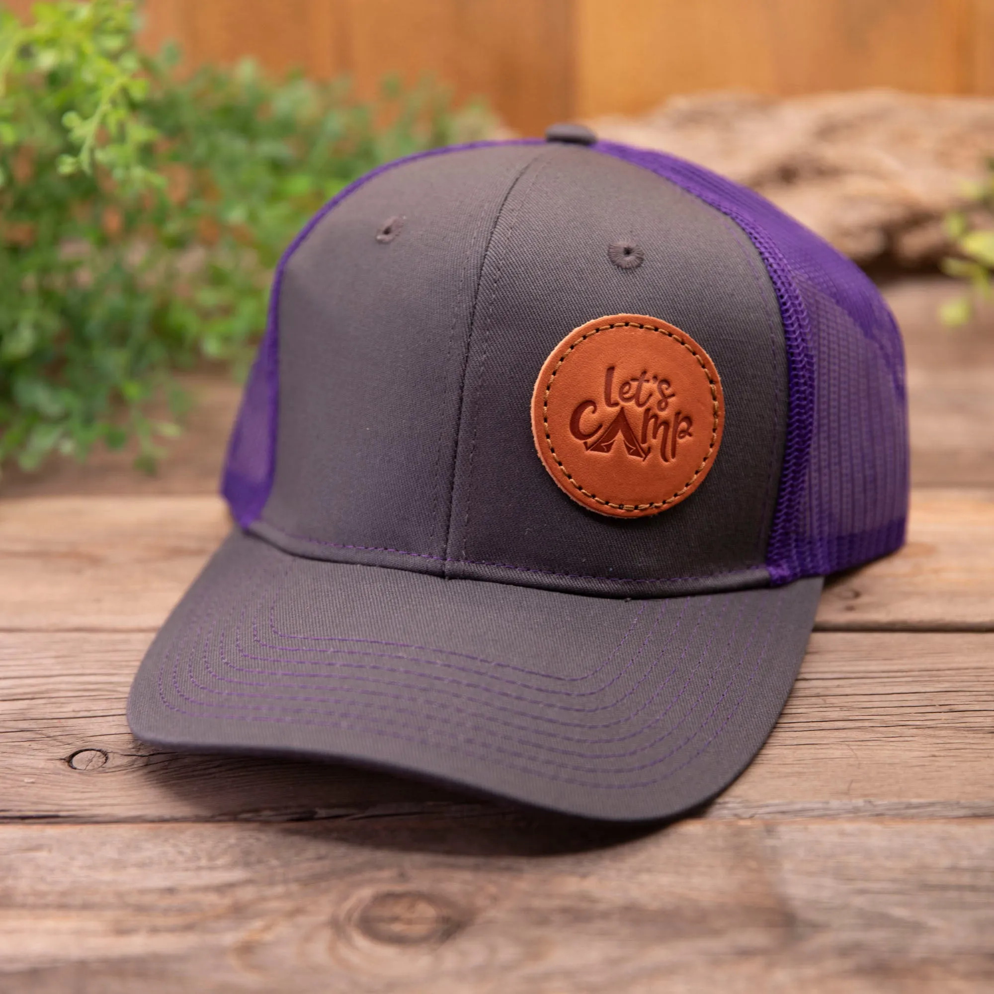 Let's Camp Leather Patch Hat