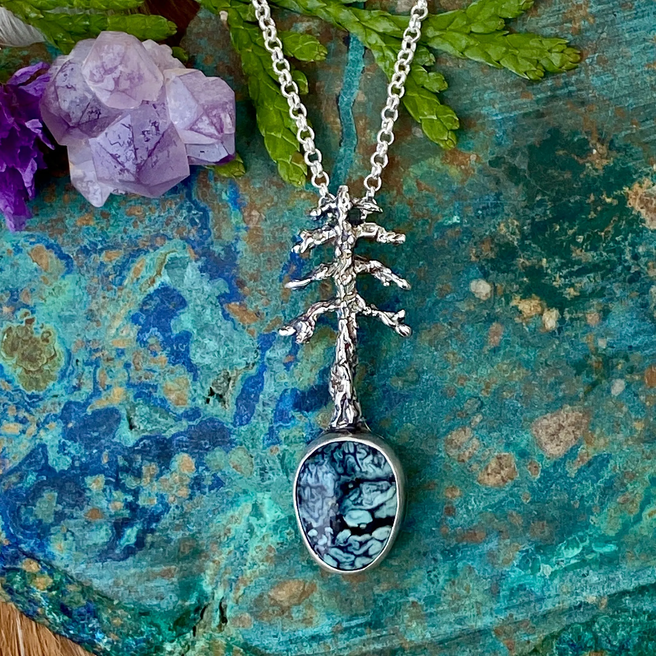 Lone Pine "New Lander Turquoise" sterling silver necklace