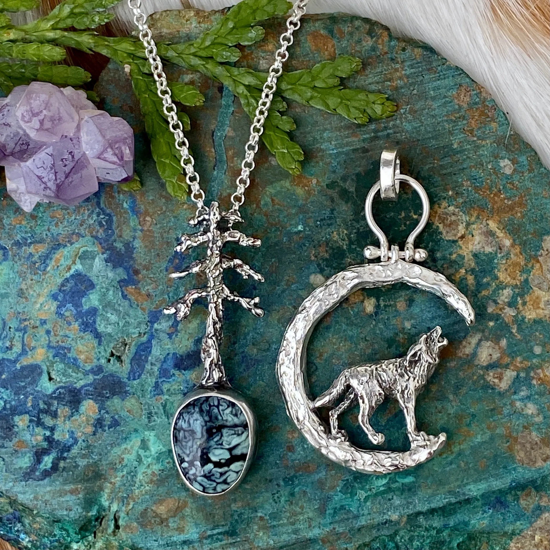 Lone Pine "New Lander Turquoise" sterling silver necklace