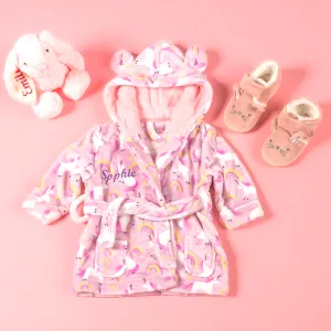 Lulabay baby girls 3 piece personalised unicorn gown, slipper and bunny gift set
