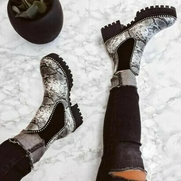 Lydiashoes Fashion Square Heel Slip-On Boots