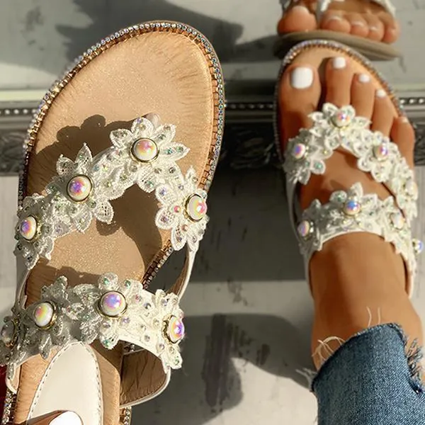 Lydiashoes Studded Toe Post Flat Slipper